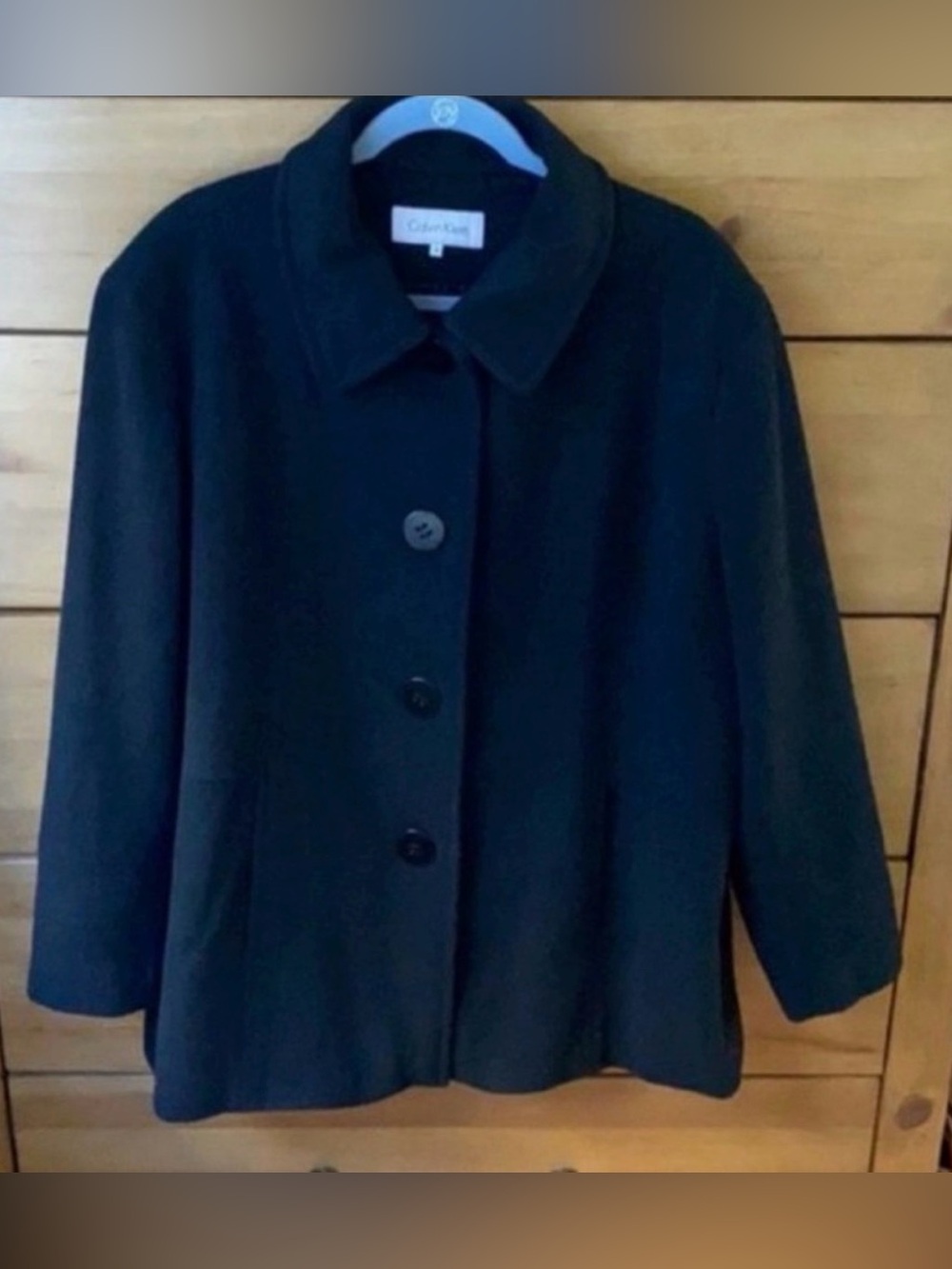 Calvin Klein Black Wool Blend Coat | 1X